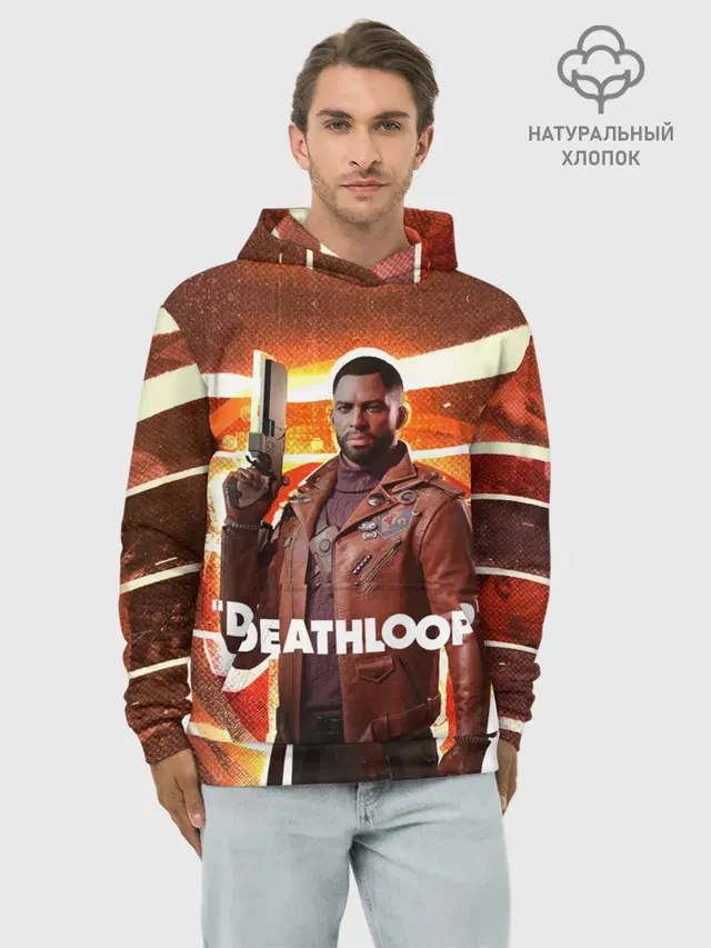 Худи мужской базовый хлопок с принтом «Кольт Ван Deathloop»