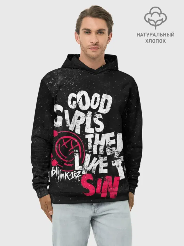 Худи мужской базовый хлопок с принтом «Blink 182, Good Girl»