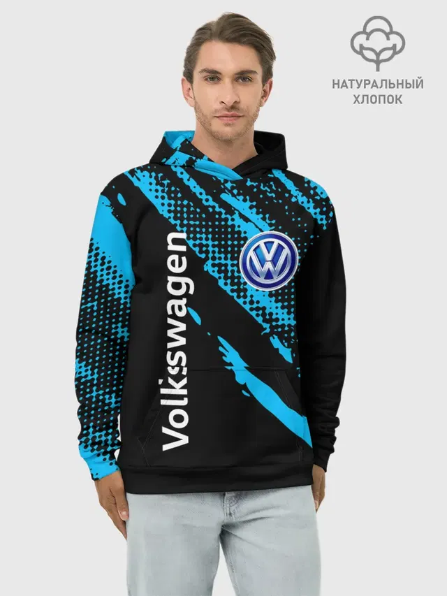 Худи мужской базовый хлопок с принтом «Volkswagen — Фольксваген»