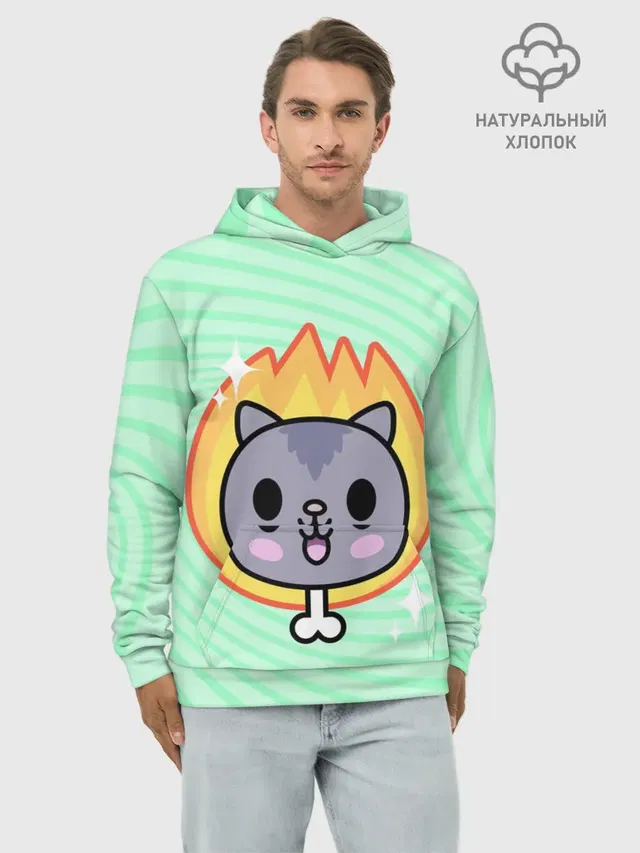 Худи мужской базовый хлопок с принтом «Toca Boca — Toca Boca Cat»