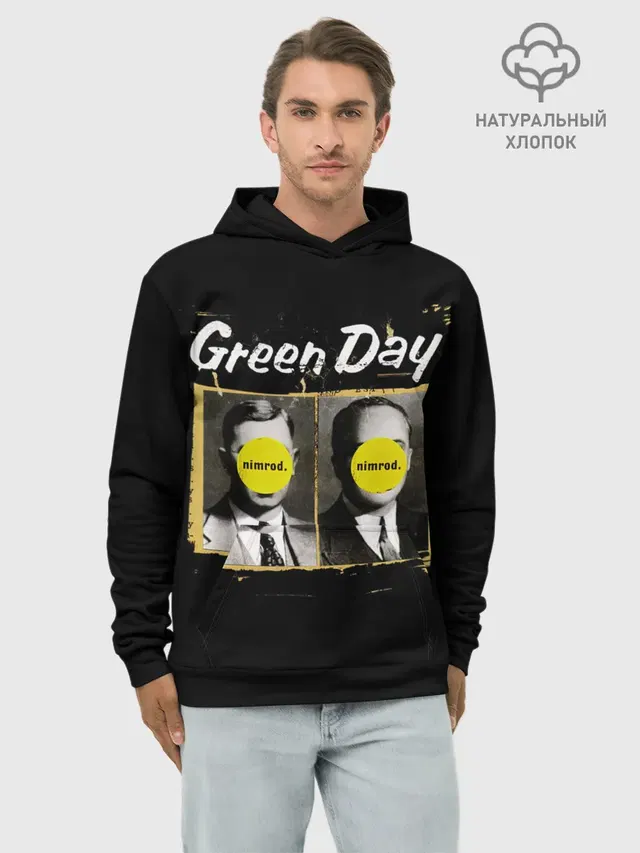Худи мужской базовый хлопок с принтом «Green Day — Nimrod. Green Day»