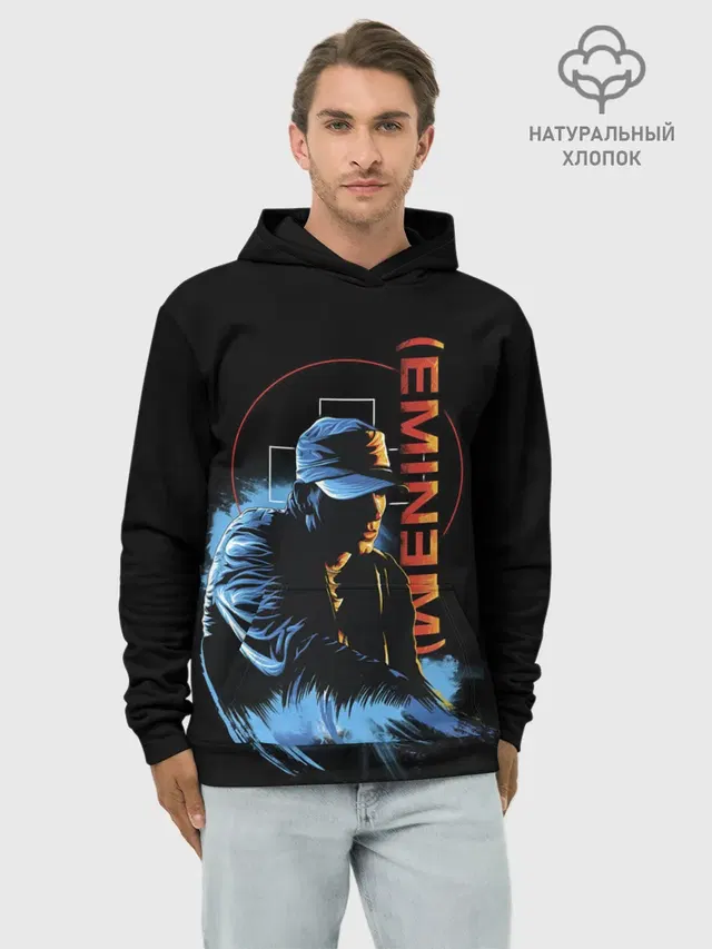 Худи мужской базовый хлопок с принтом «Eminem — Эминем на концерте»