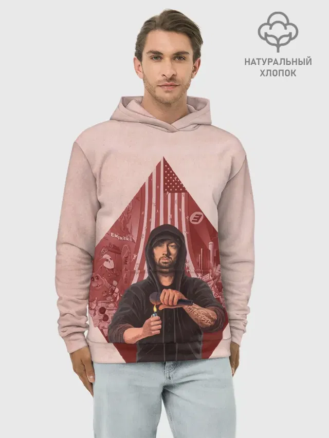 Худи мужской базовый хлопок с принтом «Eminem — Rap truth»