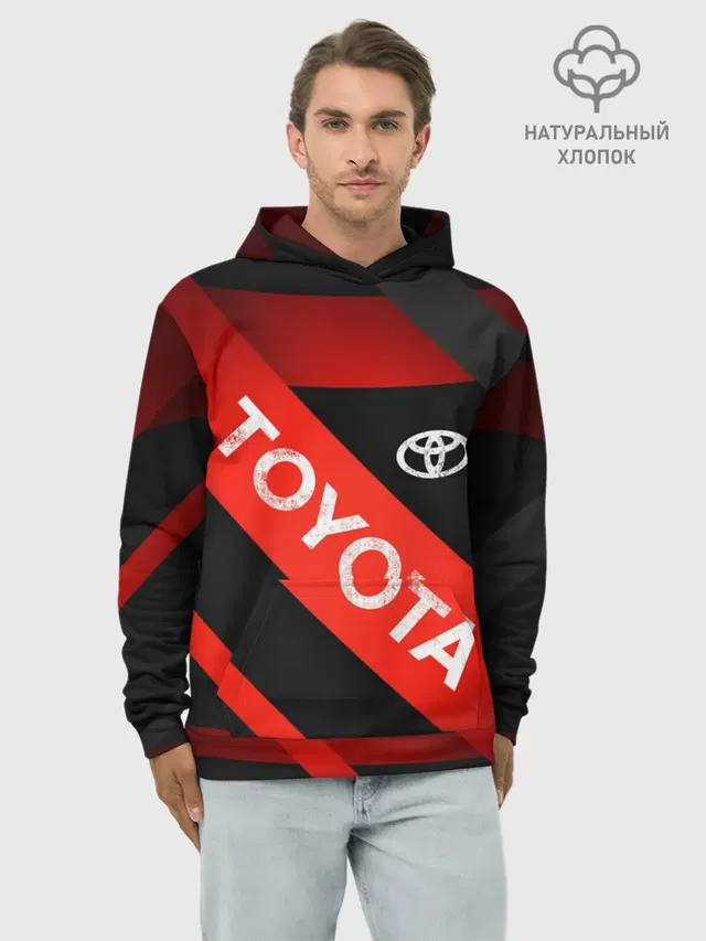 Худи мужской базовый хлопок с принтом «Тойота — TOYOTA LINES»