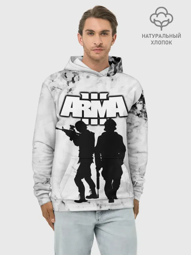Худи мужской базовый хлопок с принтом «ARMA — Арма,Tactical Simulator»