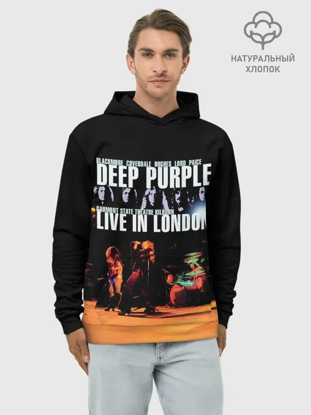 Худи мужской базовый хлопок с принтом «Live In London — Deep Purple - Live In London»