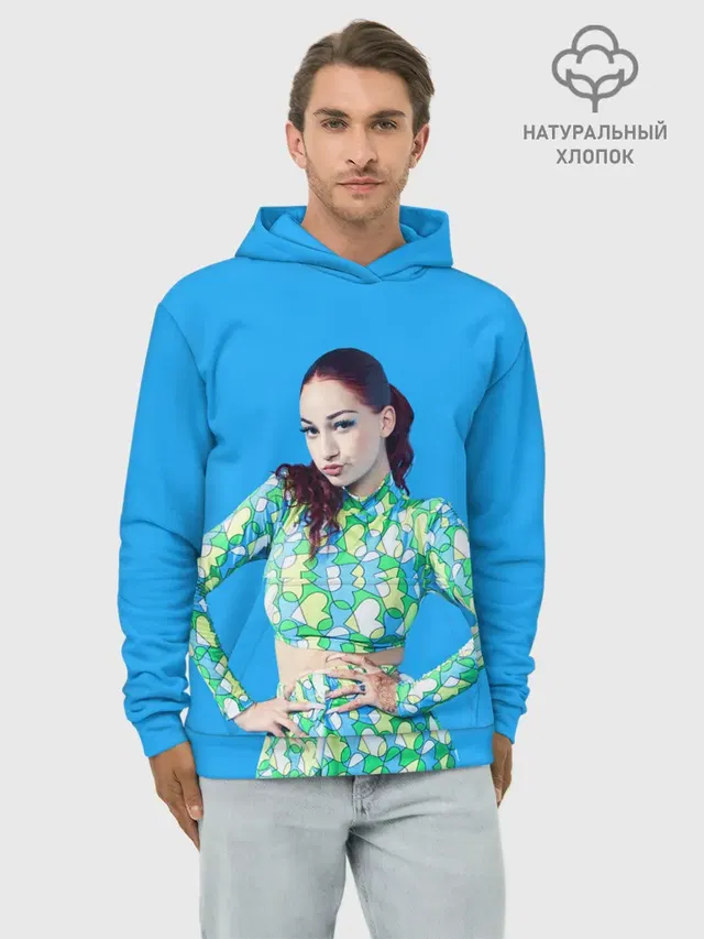 Худи мужской базовый хлопок с принтом «Bhad Bhabie — Bhad babie blue»