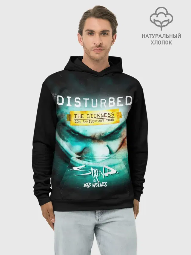 Худи мужской базовый хлопок с принтом «Disturbed — The Sickness - Disturbed»