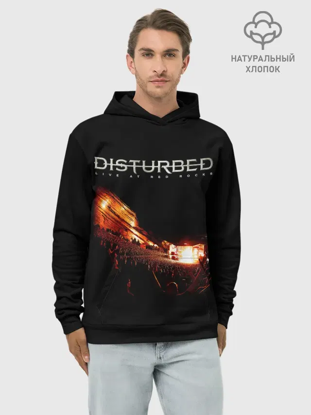 Худи мужской базовый хлопок с принтом «Disturbed — Live at Red Rocks - Disturbed»