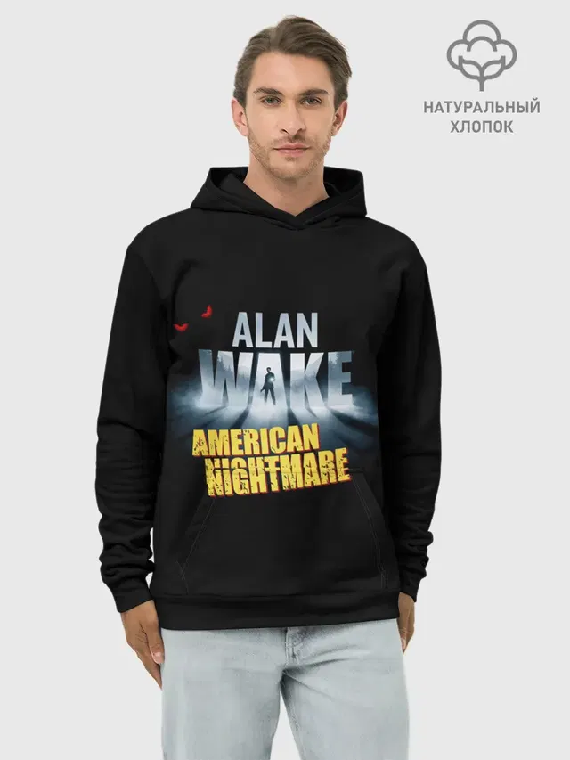 Худи мужской базовый хлопок с принтом «Alan Wake триллер»