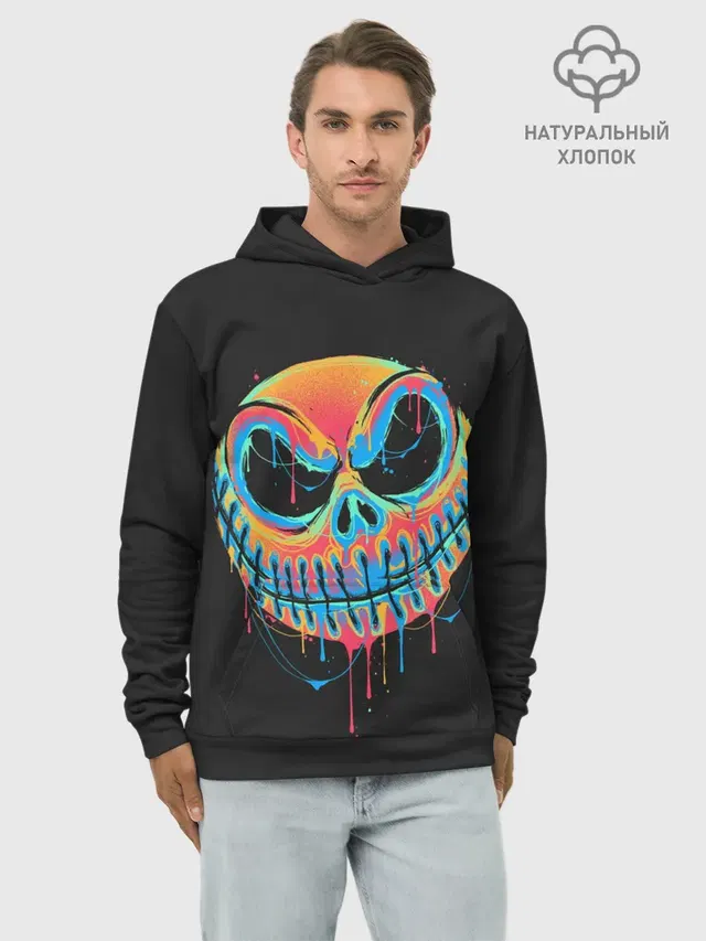 Худи мужской базовый хлопок с принтом «Jack Skellington. Paints»