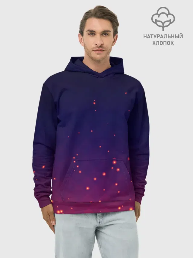 Худи мужской базовый хлопок с принтом «Абстракция — Gradient background»