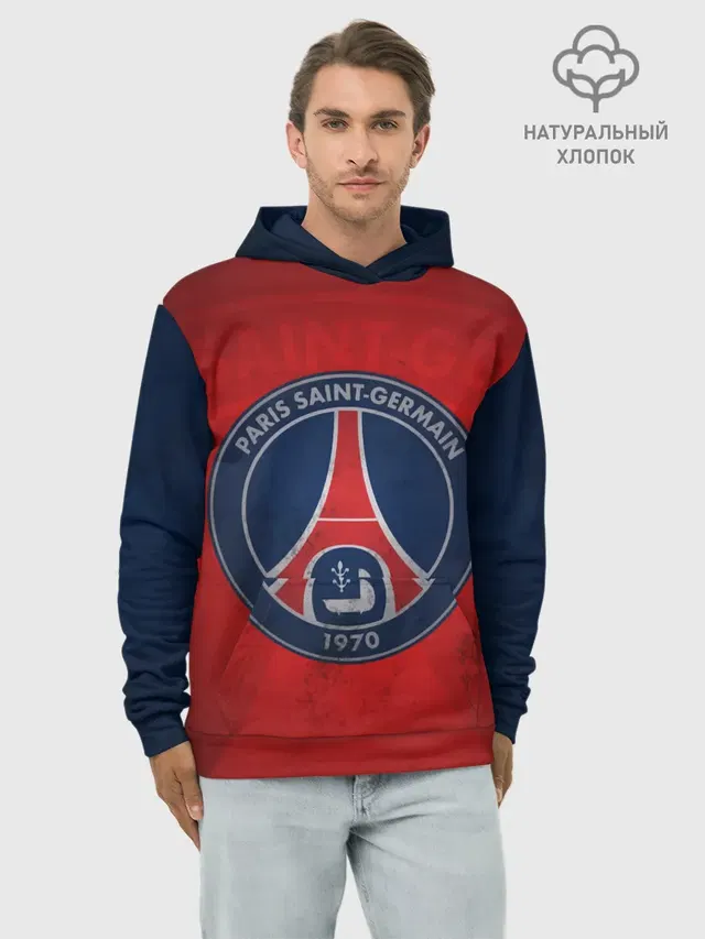 Худи мужской базовый хлопок с принтом «Paris Saint-Germain»