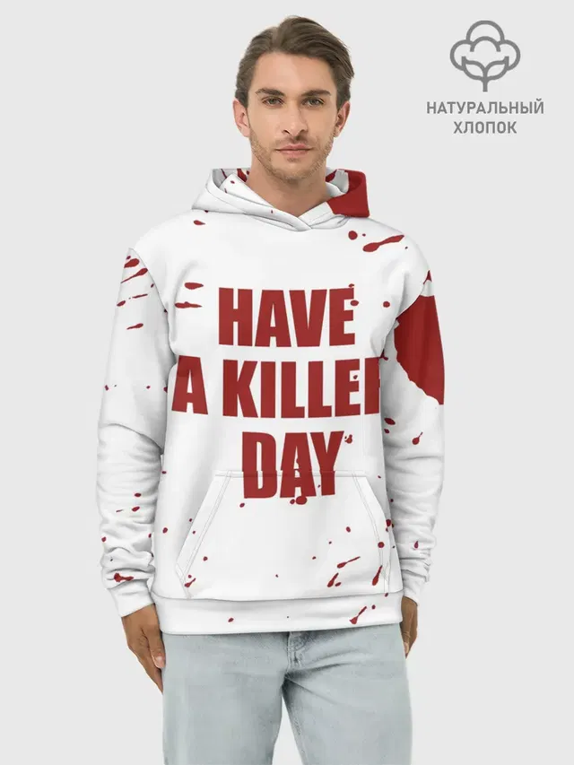 Худи мужской базовый хлопок с принтом «Декстер — blood have a killer day Dexter»