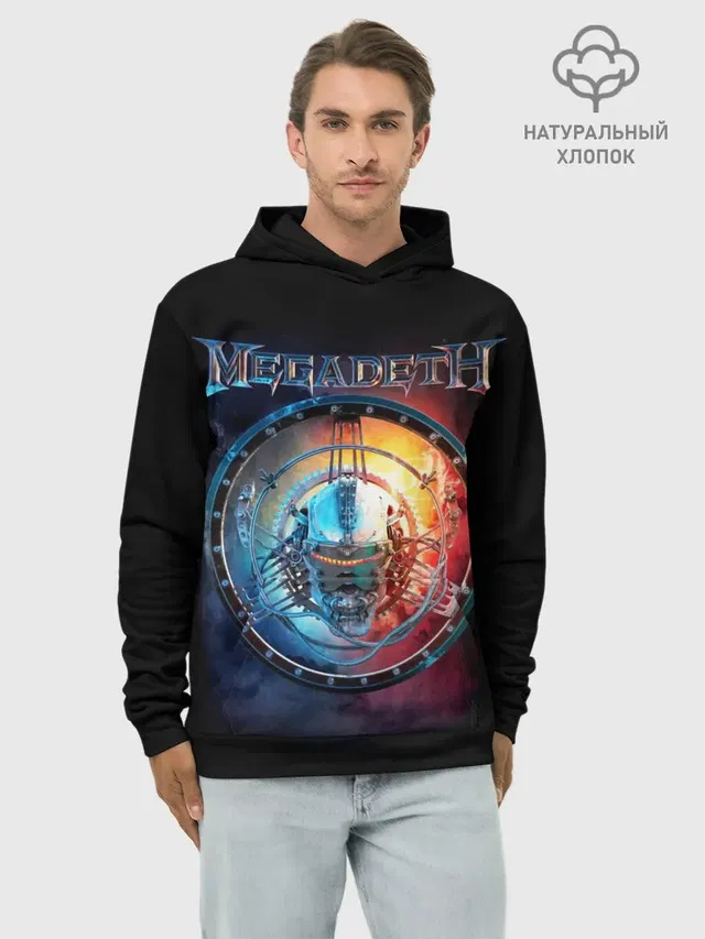 Худи мужской базовый хлопок с принтом «Megadeth — Megadeth, Super Collider»
