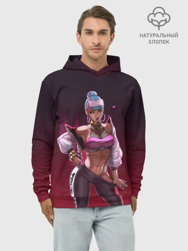 Худи мужской базовый хлопок с принтом «League of Legends Qiyana»