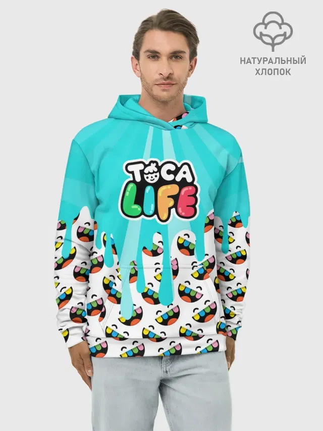 Худи мужской базовый хлопок с принтом «Toca Boca — TOGA LIFE»