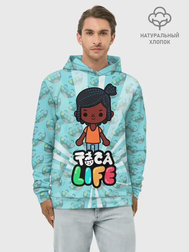 Худи мужской базовый хлопок с принтом «Toca Boca — Toca Life World»