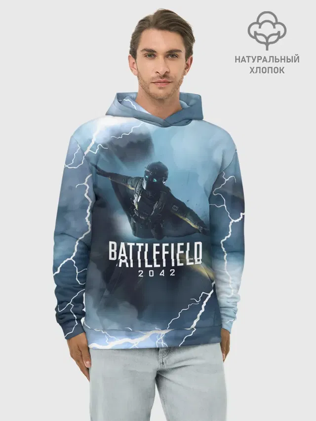Худи мужской базовый хлопок с принтом «Wingsuit Battlefield 2042»