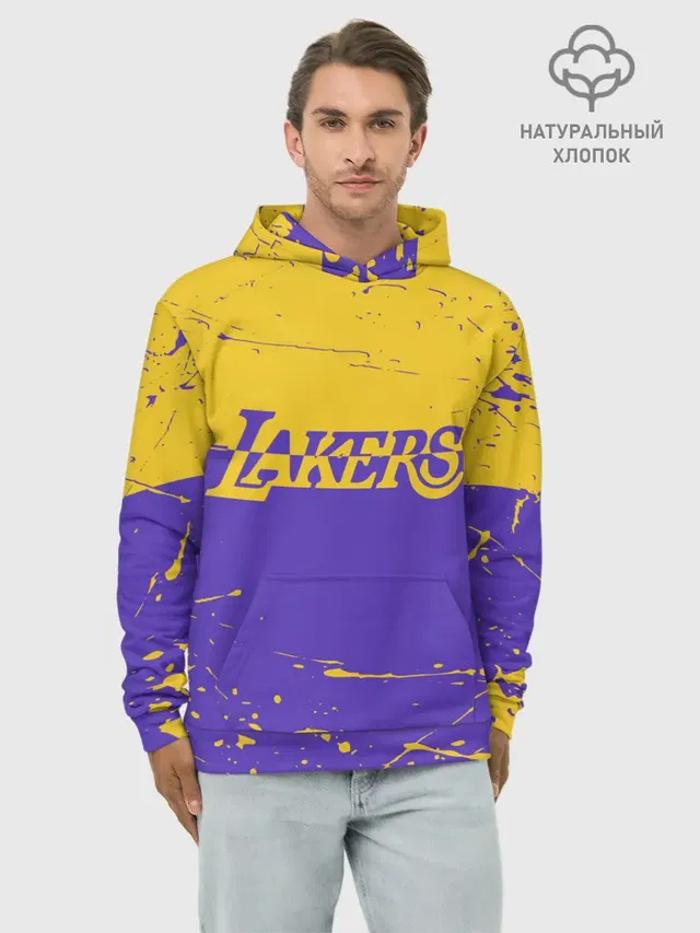 Худи мужской базовый хлопок с принтом «Лейкерс — Kobe Bryant - Los Angeles Lakers - NBA»