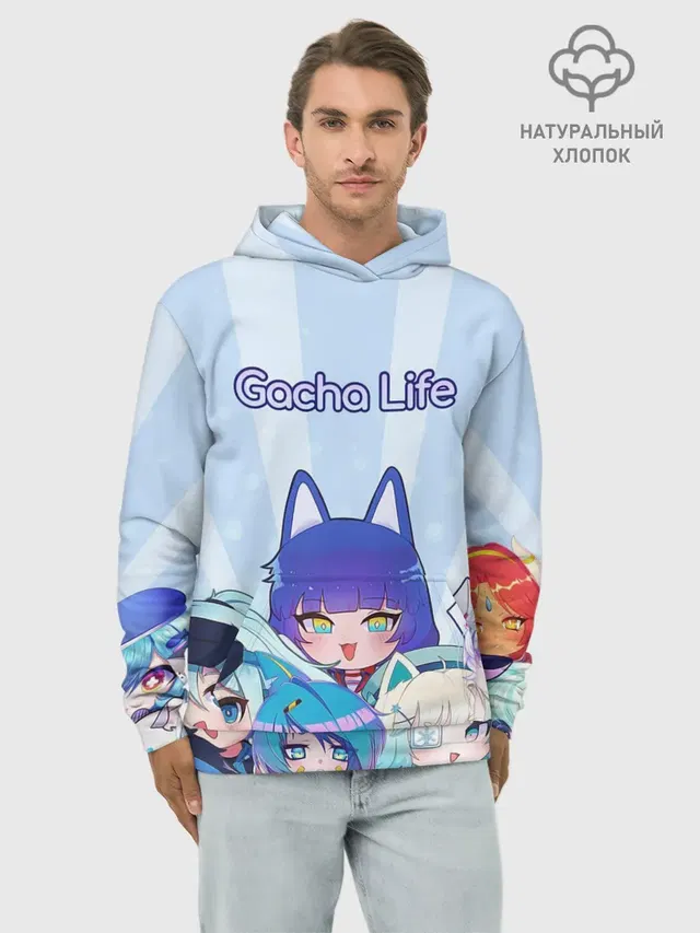 Худи мужской базовый хлопок с принтом «Gacha Club — Gacha Club Character»
