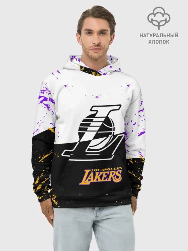 Худи мужской базовый хлопок с принтом «Лейкерс — Коби Брайант Los Angeles Lakers,»