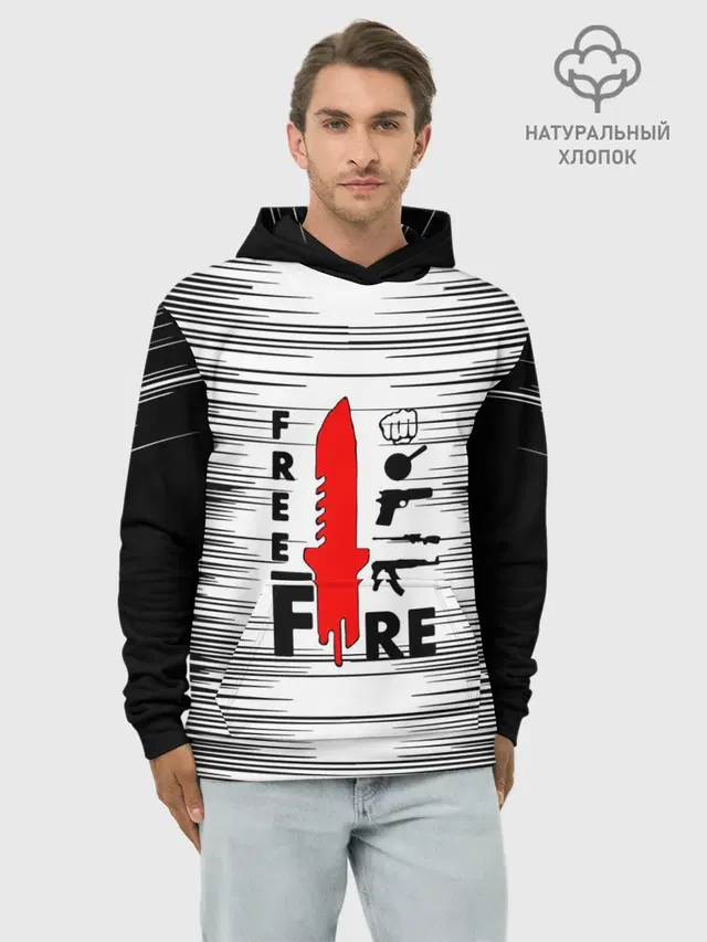 Худи мужской базовый хлопок с принтом «Frying pan — Free Fire Фри Фаер,»