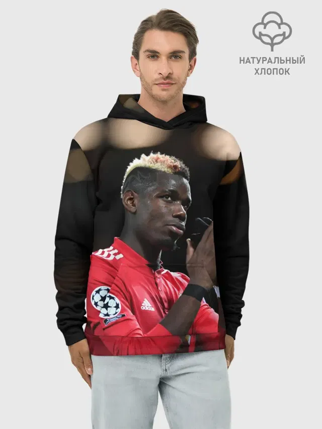 Худи мужской базовый хлопок с принтом «Манчестер Юнайтед — Поль Погба, Pogba»