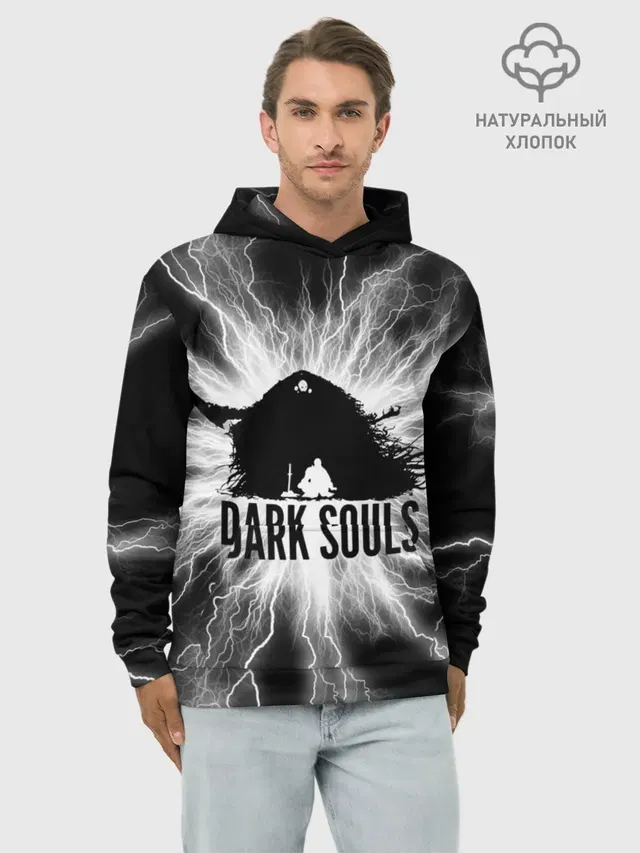 Худи мужской базовый хлопок с принтом «dark souls remastered,»