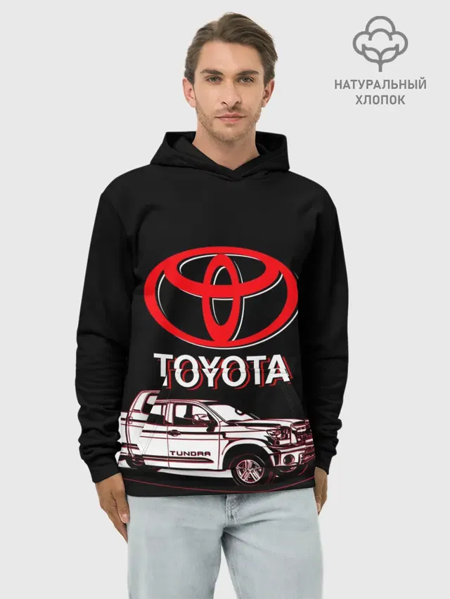 Худи мужской базовый хлопок с принтом «Тойота — Tundra - Toyota»