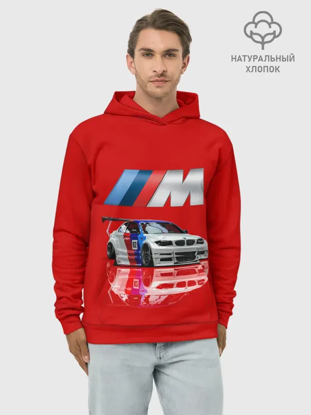Худи мужской базовый хлопок с принтом «BMW — МКА ПУШКА ГОНКА»