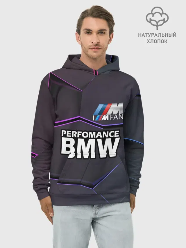 Худи мужской базовый хлопок с принтом «BMW — BMW Perfomance»
