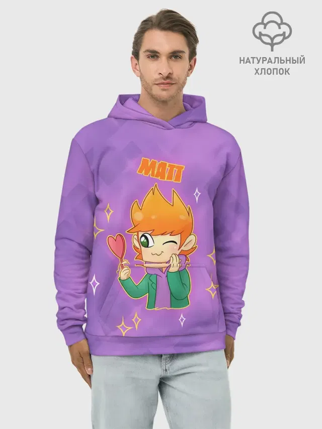 Худи мужской базовый хлопок с принтом «Eddsworld — Matt»