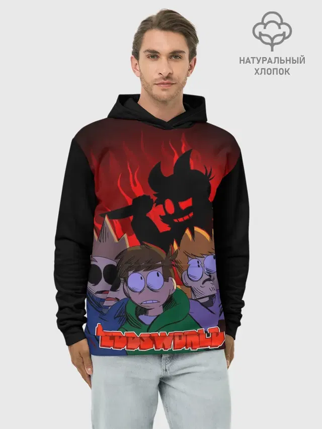 Худи мужской базовый хлопок с принтом «Eddsworld — Tord devil»