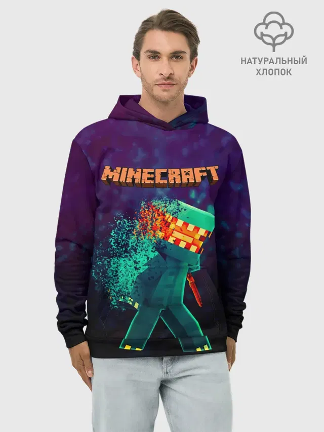 Худи мужской базовый хлопок с принтом «Майнкрафт — Minecraft АНАРХИЯ»