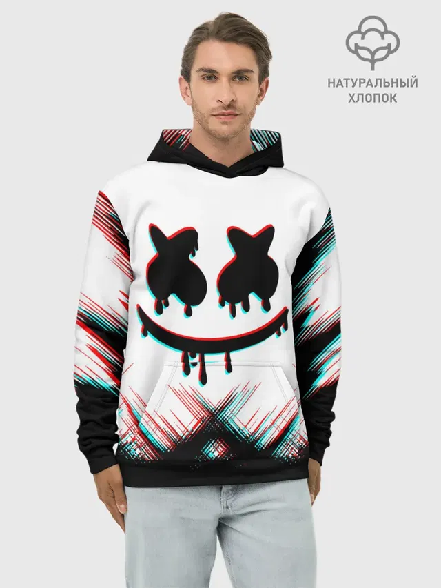 Худи мужской базовый хлопок с принтом «Marshmello — MARSHMELLO HALLOWEEN.»