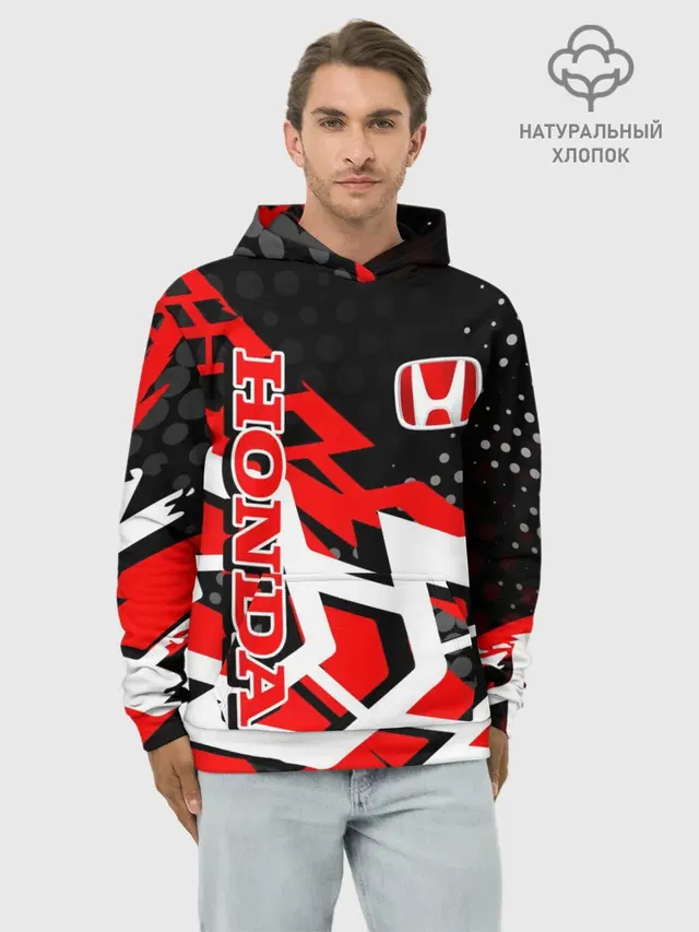 Худи мужской базовый хлопок с принтом «Honda»