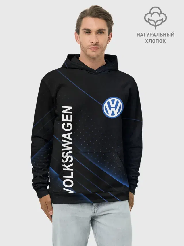 Худи мужской базовый хлопок с принтом «sport — Volkswagen, sport»