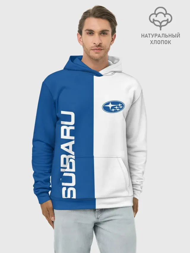 Худи мужской базовый хлопок с принтом «Subaru — Subaru, sport»