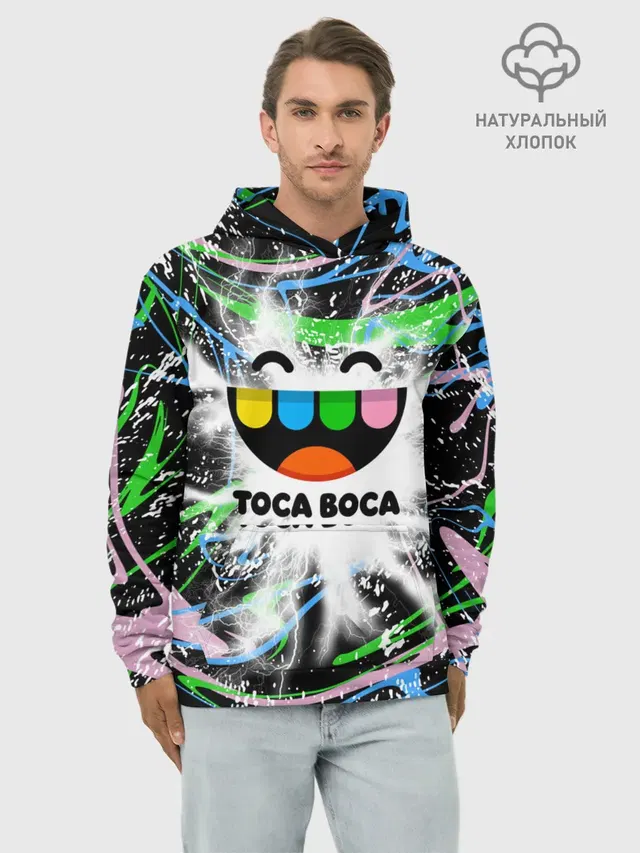 Худи мужской базовый хлопок с принтом «Toca Boca — Toca Boca: Весельчак.»