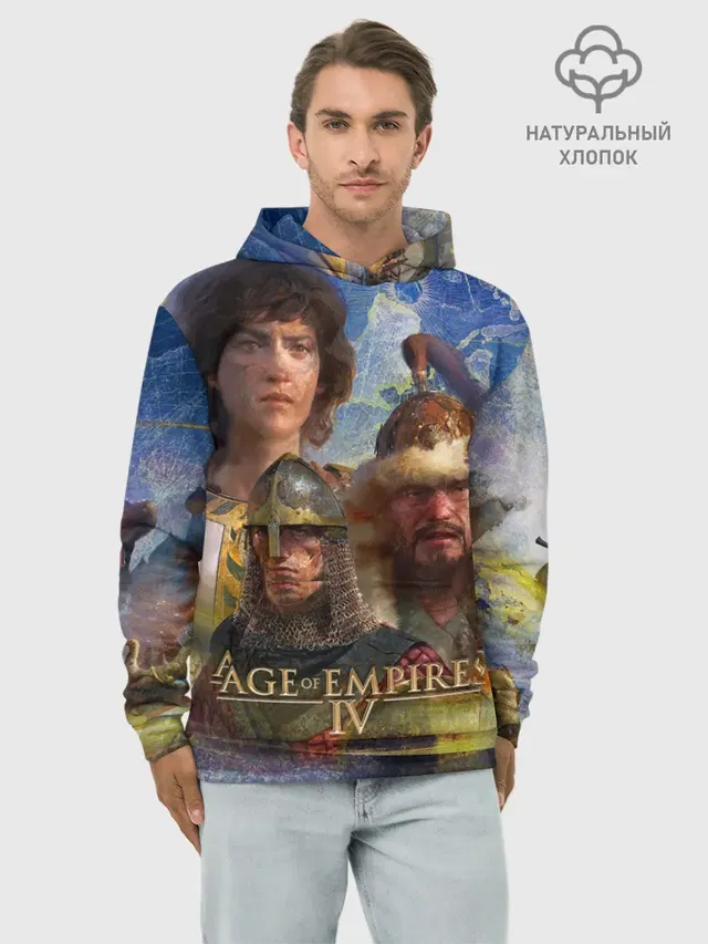 Худи мужской базовый хлопок с принтом «Knight — Age of Empires 4 Обложка»