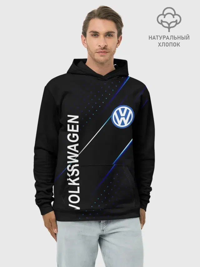 Худи мужской базовый хлопок с принтом «Volkswagen, sport style»