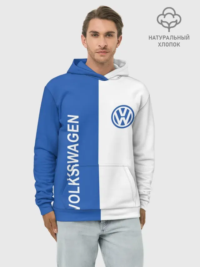 Худи мужской базовый хлопок с принтом «Volkswagen — Volkswagen, ФОЛЬКСВАГЕН»