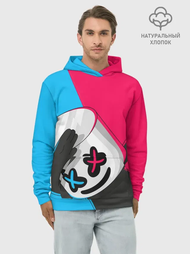 Худи мужской базовый хлопок с принтом «Marshmello — New Marshmello»