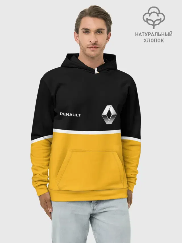 Худи мужской базовый хлопок с принтом «Renault Два цвета — Два цвета»
