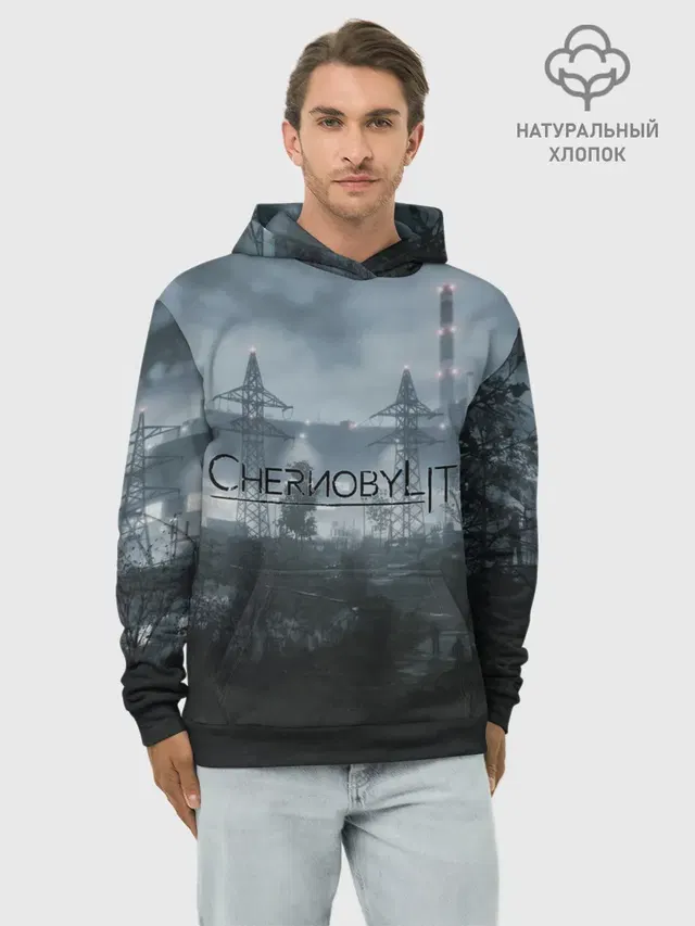 Худи мужской базовый хлопок с принтом «Chernobylite — Chernobylite - ЧАЭС»
