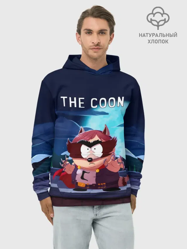 Худи мужской базовый хлопок с принтом «Южный парк — The Coon - Енот»
