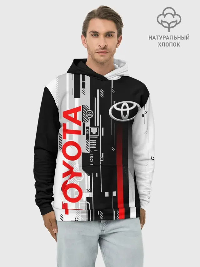Худи мужской базовый хлопок с принтом «Тойота — TOYOTA SORT — TOYOTA TECHNO»