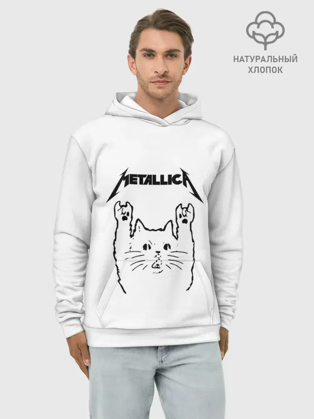 Худи мужской базовый хлопок с принтом «Metallica — Meowtallica.»