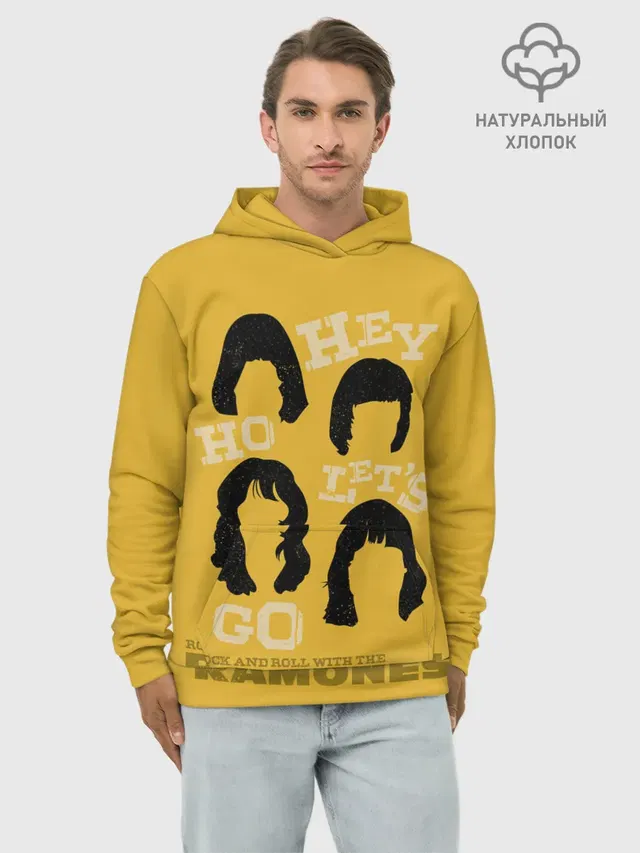 Худи мужской базовый хлопок с принтом «Hey Ho Lets Gog»